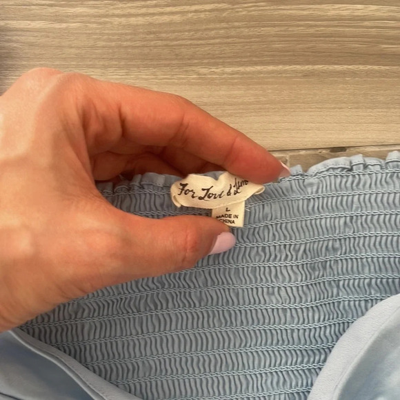 For Love and Lemons Light Blue Wrap Crop Top - Picture 6 of 11